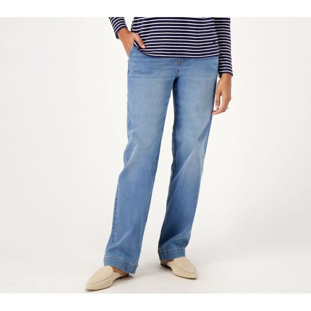 Liberare Women's Pants Sz 12 Denim & Co. Easy Straight Leg Trouser Blue A548447